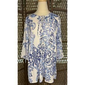 Show Me Your Mumu Lulu Blue White Tunic sz S